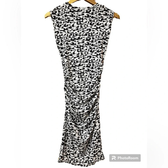Reiss Rica Print Jersey Ruched Bodycon Dress - Size 8 - Picture 2 of 7